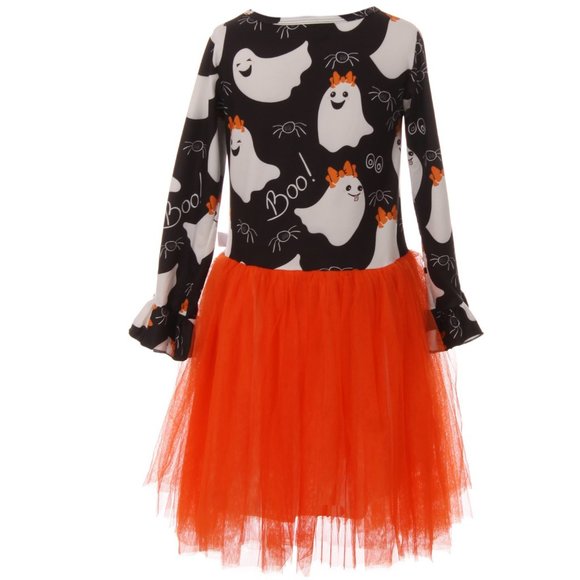 Little Toddler Girl Dress Kids Ghost Halloween Tulle Tutu Dress Outfit Holiday - Picture 4 of 5